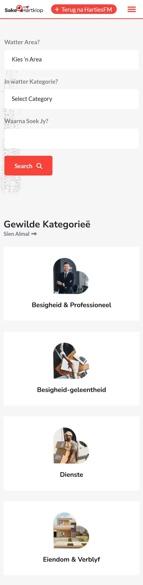 Mobile view of the SakeHartklop website